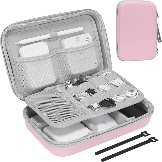 ProCase Hard Travel Electronic Organizer Case for MacBook Power Adapter Chargers Cables Power Bank Apple Magic Mouse Apple Pencil USB Flash Disk SD Card Small Portable Accessories Bag