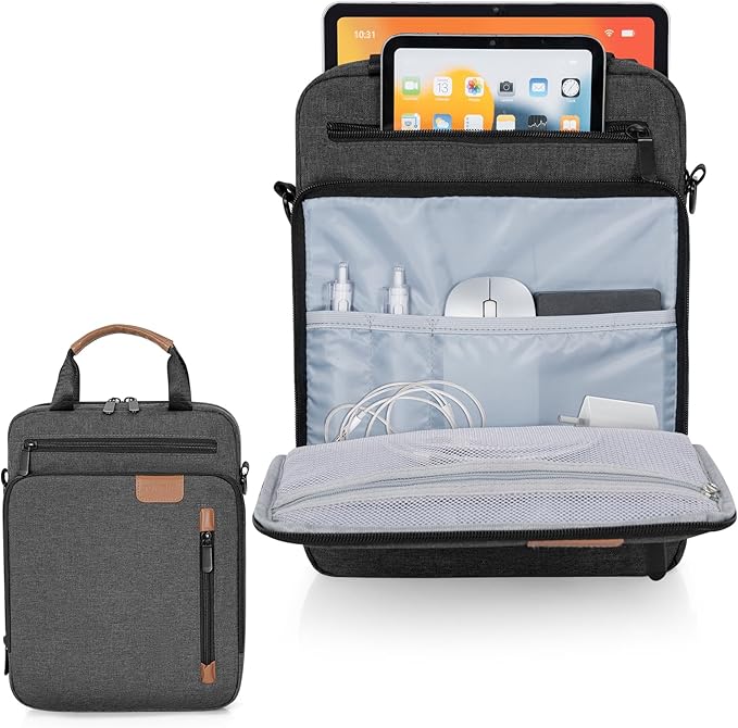 12.9 Inch Tablet Sleeve Bag, Padded Protective Carrying Case for iPad Pro M4 & Air M2 2024, Samsung Galaxy Tab S9 FE+/S9+/S8+/S7 FE/S7+ 12.4" 2022/2023, Surface Laptop Go 12.4", Grey