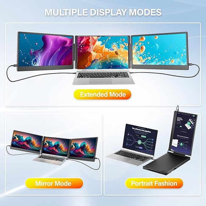 2025 New Upgraded Laptop Screen Extender Portable Monitor, 1080P FHD IPS Screen, Monitor Extender for Laptop, Fit for 13-17" Laptops, Plug & Play Compatiable with Windows/Mac/Android/Switch (14 inch)