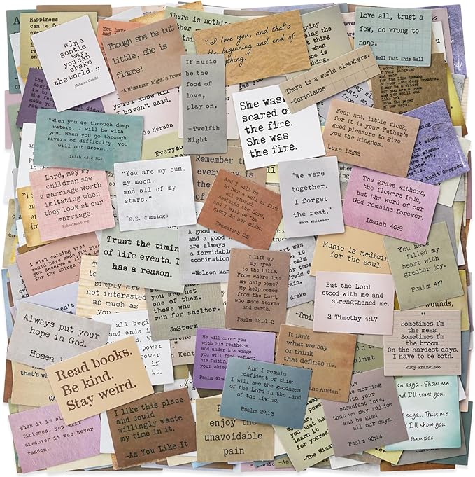 LakoArt 300 Pieces Non-repetitive Retro Typewriter Style Motivational Quote Stickers, Inspirational Vintage Journaling Stickers, Famous Words Scrapbook Sticker for Planner Bullet Junk Journal Laptop