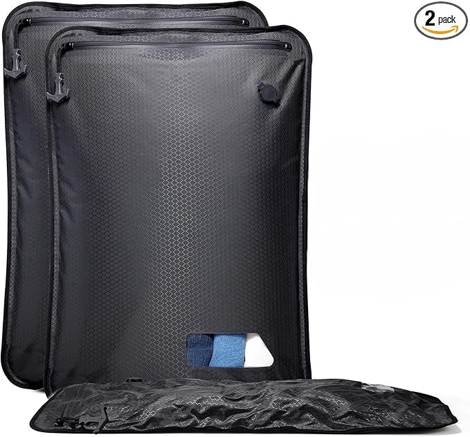 Essential Vacuum Bags for Travel Luggage, Reusable Compression Bags for Checked Suitcases, Vacuum Seal Spacesaver for Cloth Packing(2 Medium No Pump)