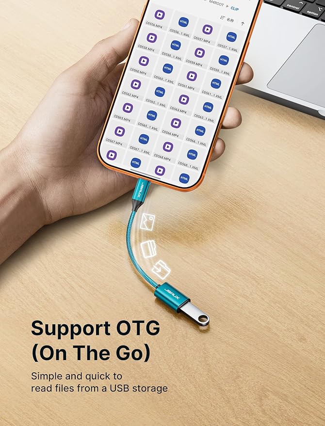 JSAUX USB C to USB 3.0 Adapter [2 Pack], Type C Male to USB Female OTG Cable Compatible with MacBook Pro/Air, iPhone 16 Pro Max/16 Plus/16e/15, Samsung Galaxy S25/S24/S23-Green