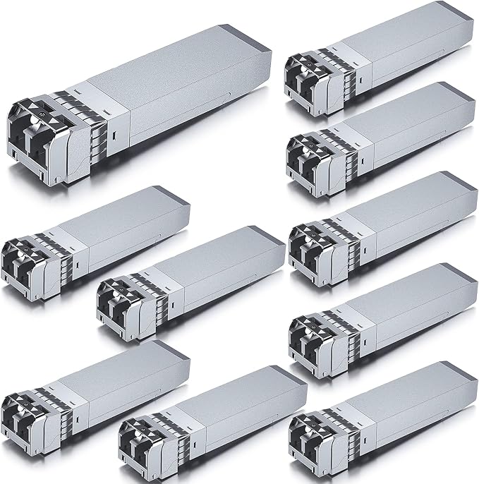 10Gtek 25G SFP28 SFP+ SR Transceiver, 25GBase-SR Duplex LC MMF Optical Module for Cisco SFP-25G-SR-S, 850nm, DDM, up to 100m, Pack of 10