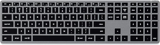 Satechi Slim X3 Bluetooth Backlit Keyboard for Mac, Illuminated Keys & Multi-Device Sync, for MacBook Air/Pro M4, iPad Air/Pro M4/M3, iPad mini, Mac mini, iMac - Space Gray