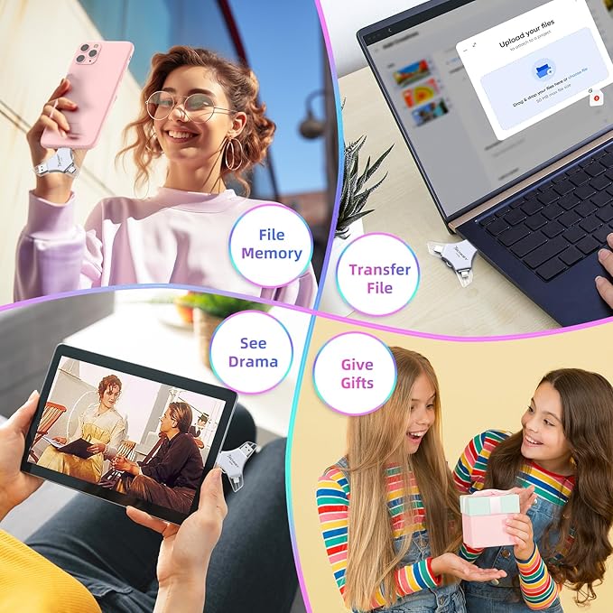 MFi Certified USB 3.0 Flash Drive 512GB for iPhone, 3in1 External Memory Photo Keeper Storage Stick for Picture/Video/Data Saver/Backup, High Speed Thumb/Jump/Hard Drives for iPhone/iPad/Android/PC