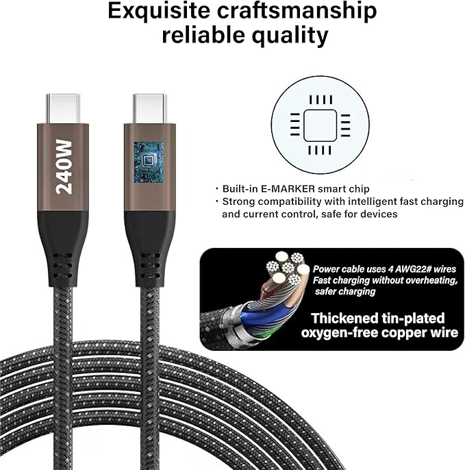 1000W 10-Port GaN 4 Desktop Charging Station with 240W 6.6 ft Data Cable - Compatible with Tablets, Phones, Laptops, Gaming Consoles, Headphones