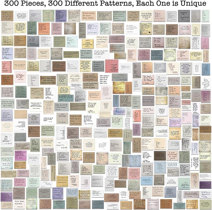 LakoArt 300 Pieces Non-repetitive Retro Typewriter Style Motivational Quote Stickers, Inspirational Vintage Journaling Stickers, Famous Words Scrapbook Sticker for Planner Bullet Junk Journal Laptop