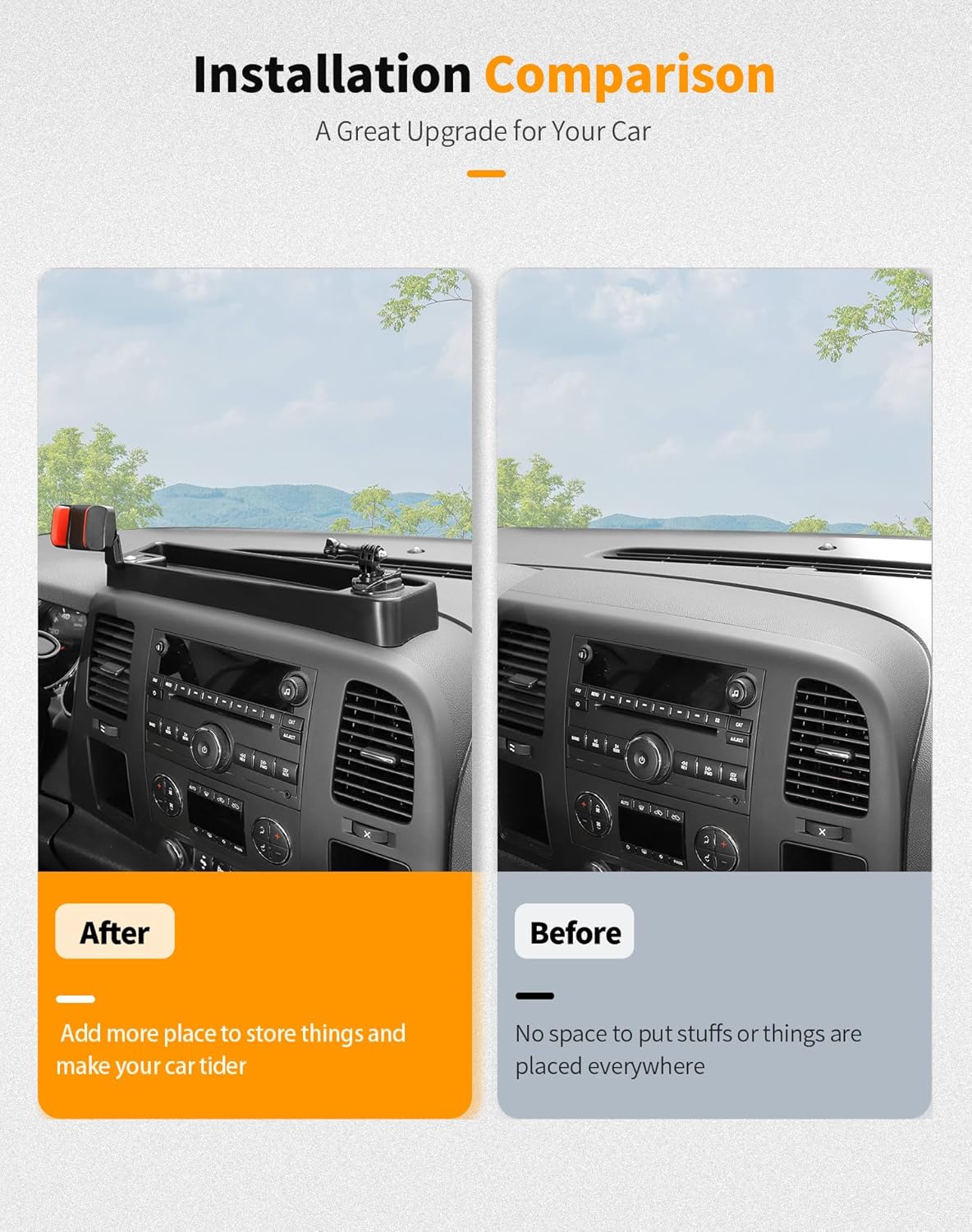 Hoolcar Dash Mount Cell Phone Holder Center Console Dash Tray Dashboard Storage Box Organizer Compatible with Chevrolet Silverado 2007-2013, Interior Accessories