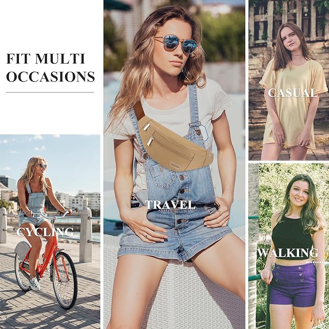 MAXTOP Large Crossbody Fanny Pack with 4-Zipper Pockets,Gifts for Enjoy Sports Festival Workout Traveling Running Casual Hands-Free Wallets Waist Pack Phone Bag Carrying All Phones