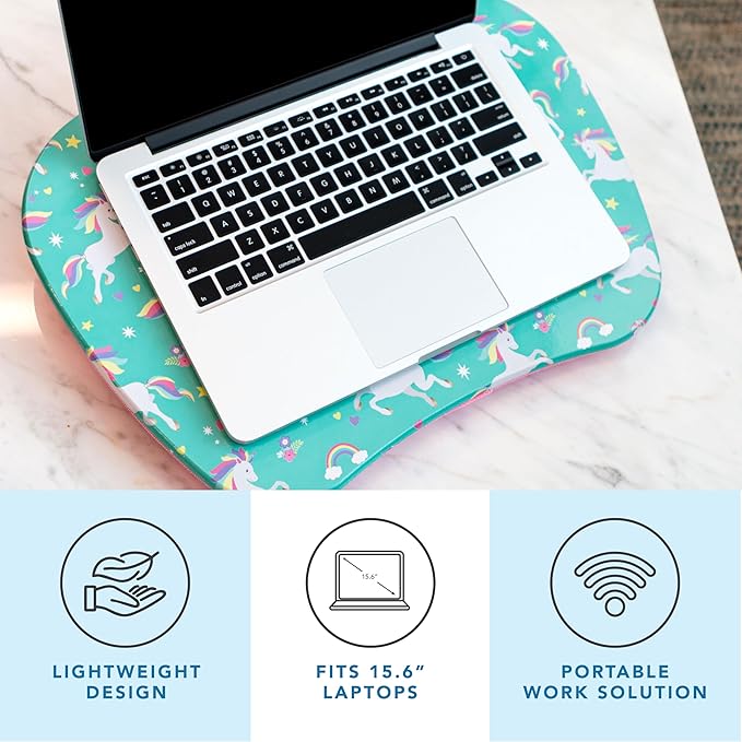 LAPGEAR MyStyle Portable Lap Desk with Cushion - Unicorn - Fits up to 15.6 Inch Laptops - Style No. 45357