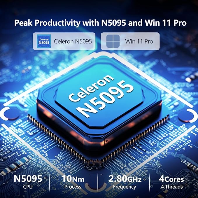 2025 Laptop, 15.6 inch Laptop Computer with 16GB DDR4 512GB SSD, N5095 Quad-Core up to 2.9GHz, Portable Laptop with Backlit Keyboard, Fingerprint, FHD 1920 * 1200, WiFi5, BT4.2, Win 11 Pro