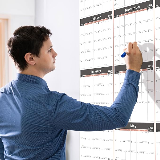 2025-2026 Yearly Wall Calendar - annual calendar 2025-2026, 2025-2026 Yearly Wall Calendar&Planner with Thick Paper, July 2025 - June 2026, X Large, 34.7" x 22.8", 2025-2026 Yearly Planner (2025-2026 Yearly Wall Calendar - Black)