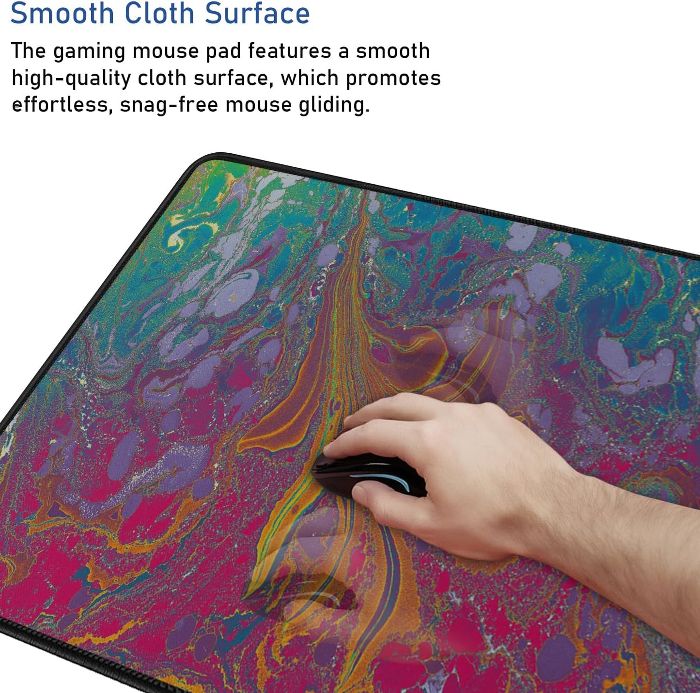 Large Extended Gaming Mouse Pad with Stitched Edges, Durable Non-Slip Natural Rubber Base, Waterproof Computer Keyboard Pad Mat for Esports Pros/Gamer/Desktop/Office/Home - Red Green