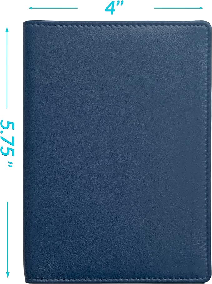Personalized Monogrammed Navy Leather RFID Passport Wallet and 2 Luggage Tags