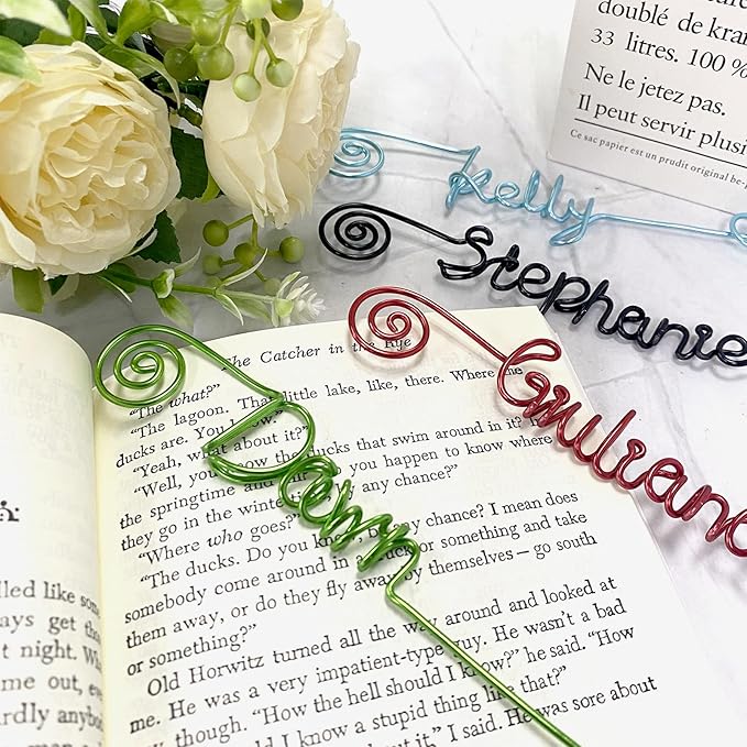 Personalized Bookmark Custom Wire Name Bookmark 12 Colors Customizable Page Marker Gifts for Book Lovers Bookworm Reader