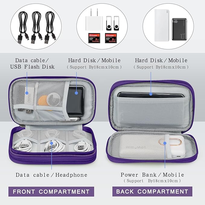 Skycase Zipper Pencil Pouch for girls - Double Layers Special Pencil Case Cute, Tech Organizer Travel Case, All-in-One Large Capacity Pencilcase for College Student Teen,Travel Essentials, Purple