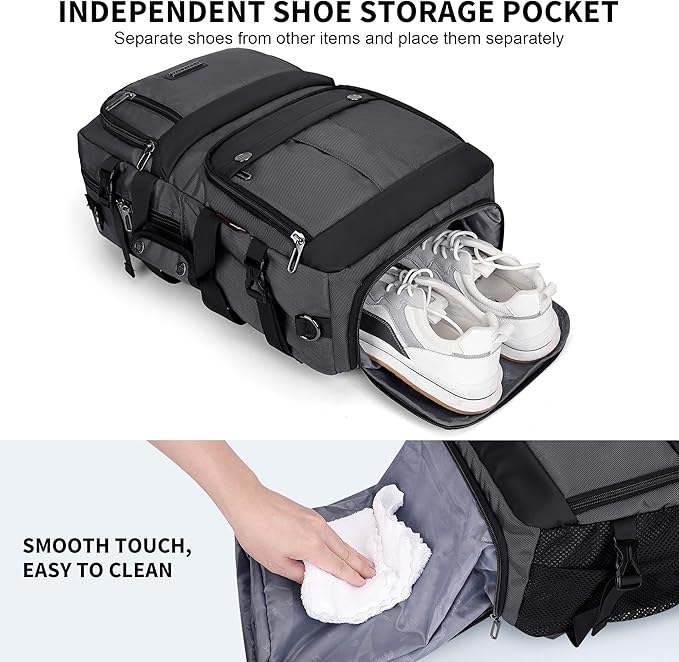 WITZMAN Carry on Travel Backpack for Men Women Laptop Backpack with USB Charging Port Airline Approved(B683 Silvery Grey)