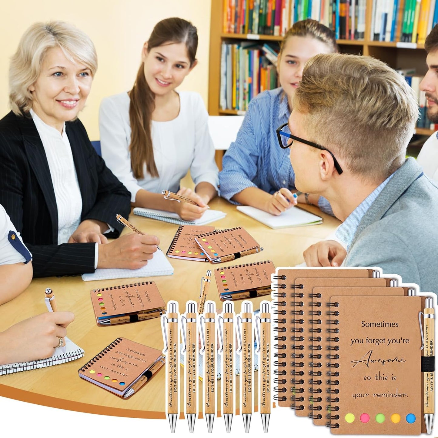 30 Sets Employee Appreciation Gifts Bulk Inspirational Spiral Notebooks with Sticky Notes Motivational Journals Ballpoint Pens Thank You Gifts for Teacher Nurse Coworker (30, Sometimes)