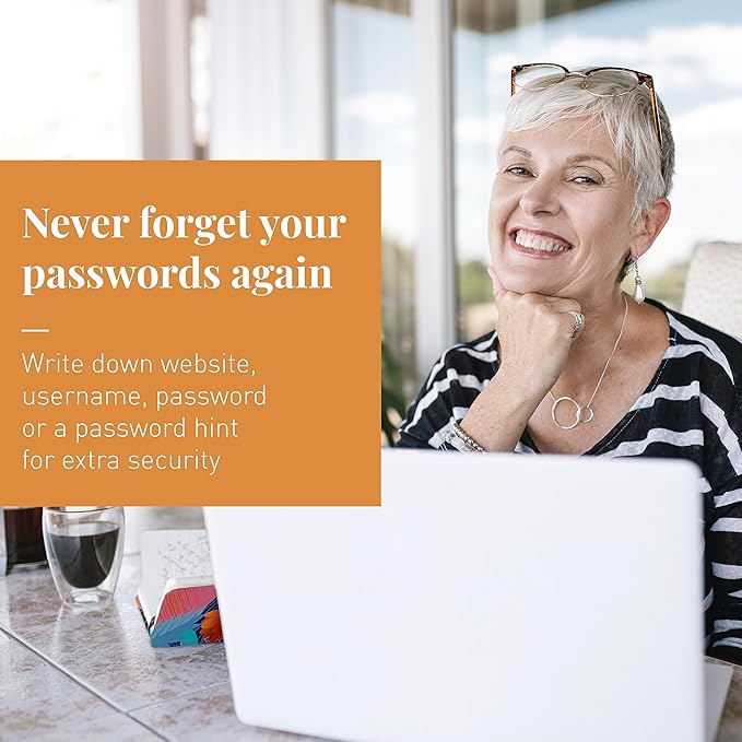 Rileys & Co. Password Book with Alphabetical Tabs, Password Keeper, Password Books for Seniors, Password Notebook for Internet Login, Website, Username (8 x 6 Inches, Floral)