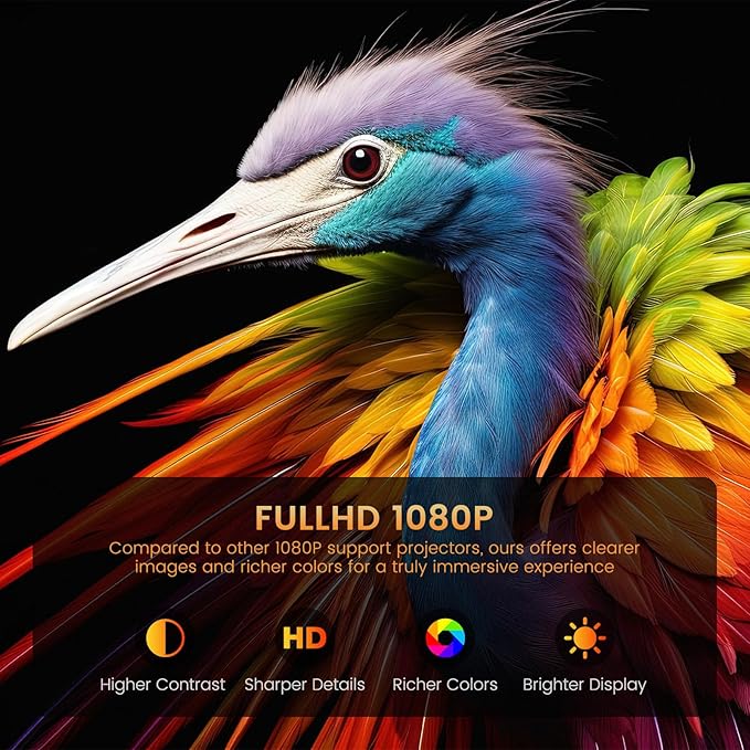 Mini Projector, HY300 PRO Portable Projector, Smart Projector Support 4K 1080P with Dual-Band WIFI6 5G Wireless 5.4 Bluetooth, 160 ANSI, Auto Keystone Correction, 35"-130" Screen Video Projector