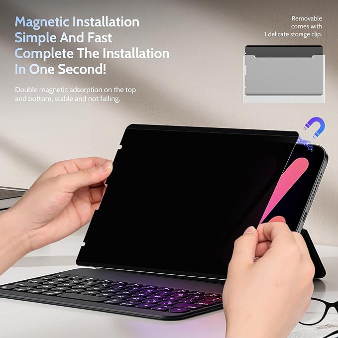 4 Way Magnetic Privacy Screen Protector for iPad Air 5th 4th 10.9" & iPad Pro 11(2018-2022), Removable 360 Spy Private Filter, Anti Blue Light Glare Bubble-Free Black Security Protector