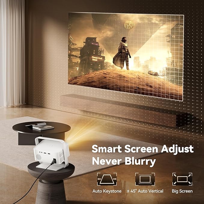 Projector with WiFi and Bluetooth, Smart 4K Projector Built-in 10,000+ APPS for Dolby Audio Home Theater Movie, Native 1080P Portable Outdoor-Proyector with HDR10+