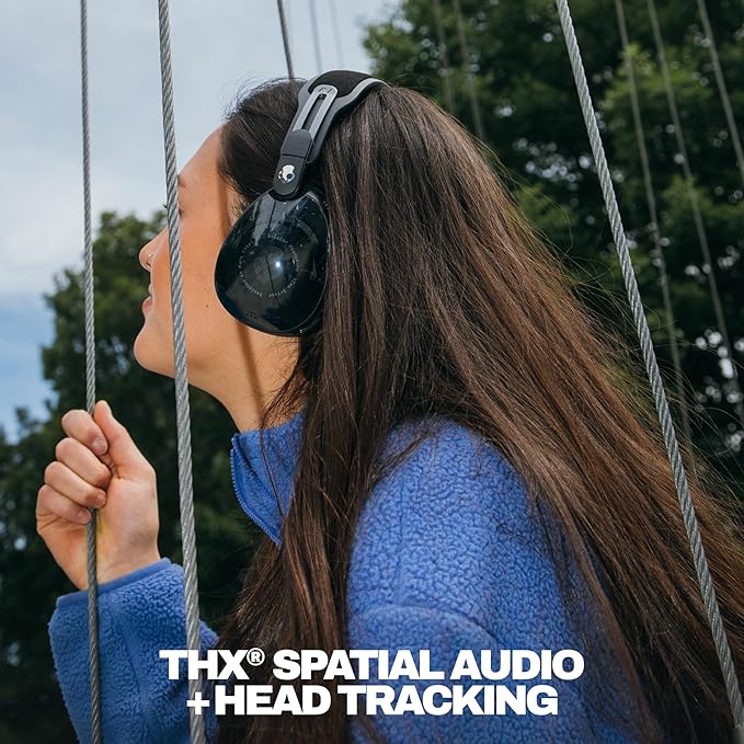 Skullcandy Aviator 900 ANC Wireless Over-Ear Bluetooth Headphones, THX Spatial Audio with Head Tracking, Adaptive Noise Cancelling, Up to 60 Hours Battery, Microphone for iPhone Android - True Black