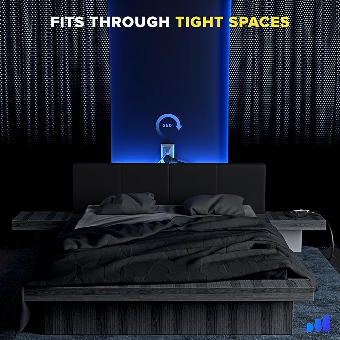 Maximm 360 Rotating Flat Plug Extension Cord - 25 Feet, Slim Space-Saving Design, Low Profile (Black)