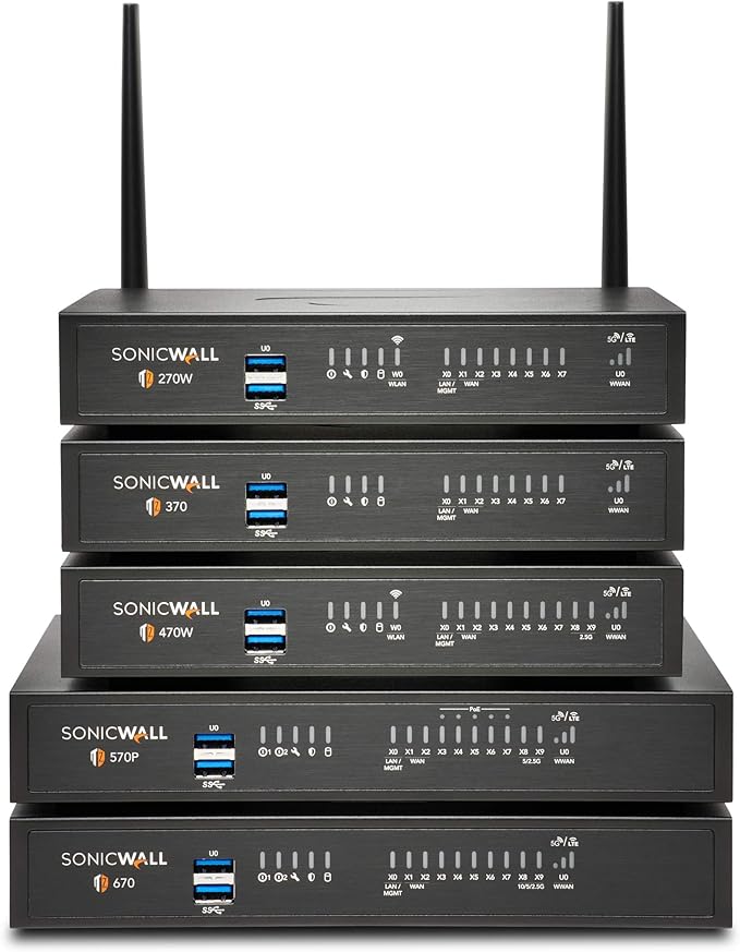 Sonicwall TZ470W Secure Upgrade Plus - 3YR Threat Edition (02-SSC-7275) | TZ470W Wireless Network Security Appliance with 3 Year Threat Protection Service Suite | Next-Generation Firewall