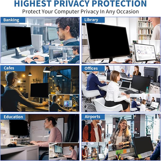 22 Inch Computer Privacy Screen for 16:10 Computer Monitor, Anti-Blue Light Monitor Privacy Screen Filter, Anti-UV Computer Shield, Hanging Type