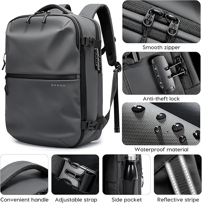 BANGE Travel Backpack with TSA lock version can hold 15.6 inch Laptop suitable Daily Commute and Overnight Flight Approved Anti-theft Bag