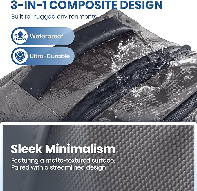 Fanwoli Vacuum Travel Backpack, Carry On Luggage with TSA Lock & Anti Theft Zipper, 60L Expandable Airback with Compression Pump, Waterproof Laptop Bag Ideal for Flight & Business,Grey