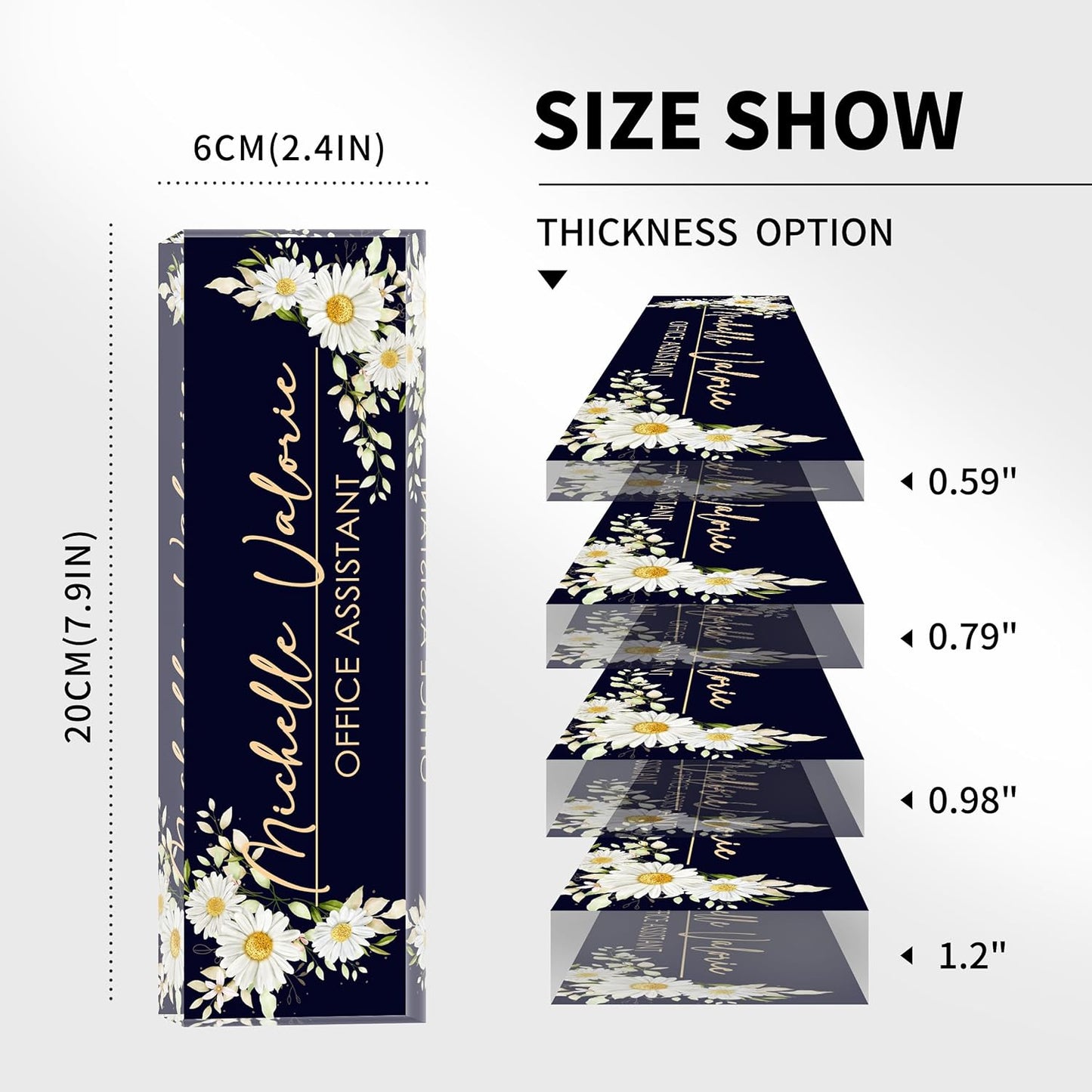 Office Desk Name Plate Personalized, Custom Name Plates for Desks, Name Plate Personalized for Office, Employee Appreciation Gifts (Daisy)