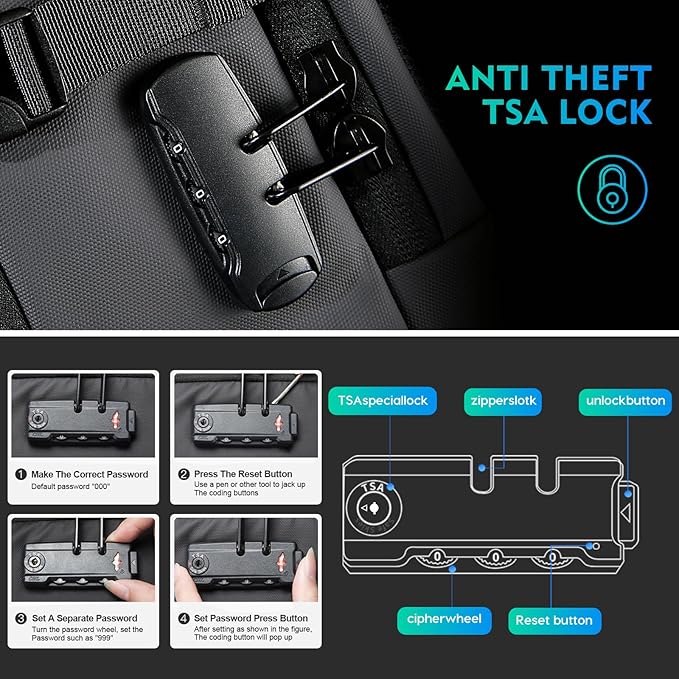 BANGE Travel Backpack with TSA lock version can hold 15.6 inch Laptop suitable Daily Commute and Overnight Flight Approved Anti-theft Bag