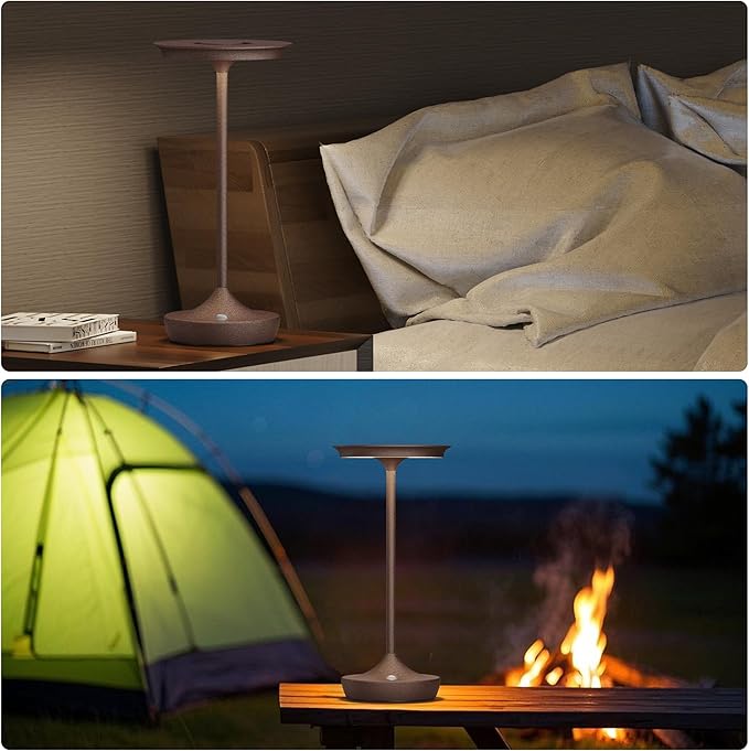 2 Pack LED Rechargeable Cordless Table Lamps, Portable Outdoor Battery Operated Table Light 3 Color Stepless Dimming Table Lamp with Memory Function for Patio Restaurant Dining Room Rust
