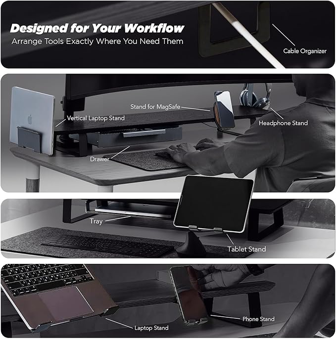 Moodular Add-ons Tablet/Smart Accessory Stand [Accessory Only - Requires Moodular Wooden Monitor Stand Slide Rails for Use] Black MSA-TS