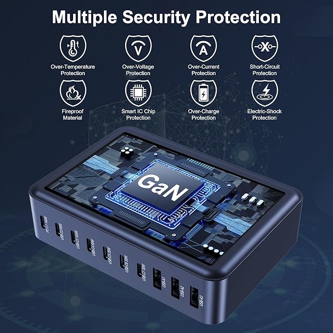 CHIPOFY 400W USB C Charger, GaN Compact 10-Ports PD3.1 140W PPS 45W QC20W Super Fast Charging Station for MacBook Laptop, iPad, iPhone 16/Pro/15/14, Samsung Galaxy S24/S23, Steam Deck and More