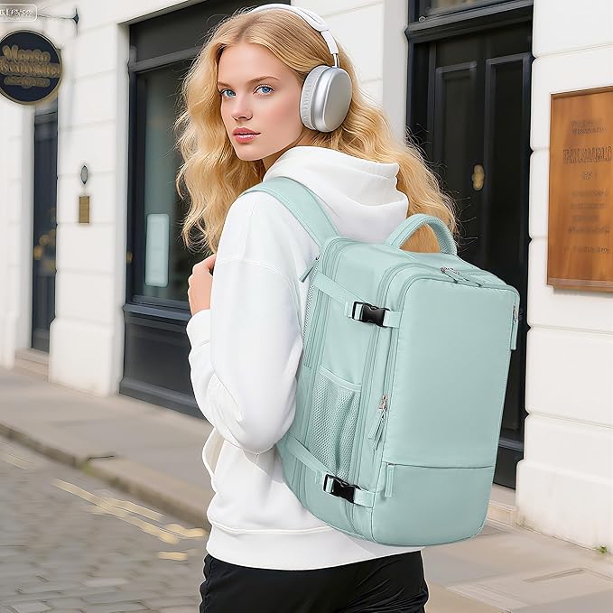 Beraliy Large Travel Backpack for Women Airline Approved, Carry On Backpack, 17 Inch Laptop Backpack, Personal Item Bag Casual Daypack Backpacks, Mint Green