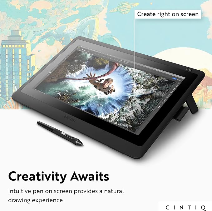 Wacom Cintiq 16 Drawing Tablet with Screen, 15.4" Full HD Display Graphic Arts Tablet Includes Pro Pen 2 w/ Tilt Response, Graphic Design Animation Display Pad for Mac, PC