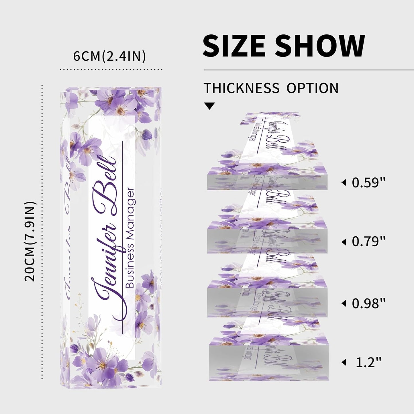 Personalized Name Plate for Desk, Custom Desk Name Plate, Acrylic Name Plate Office Desk Accessories, Personalized Office Gifts for Coworkers Teachers, Employee Appreciation Gifts (Purple Ink)