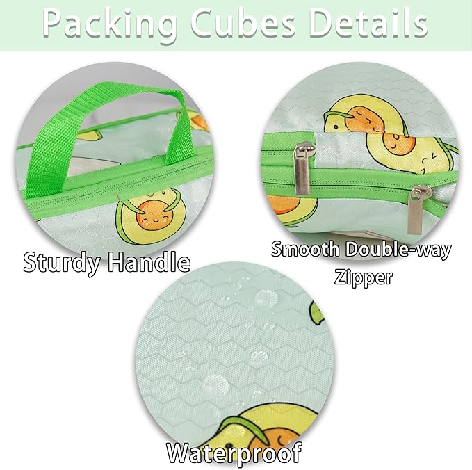 8 Pcs Compression Packing Cubes Travel for Suitcases, Waterproof Luggage Organizer Washable Storage Bags Set for Backpack Travel- Packaging Cubes for Carry-Ons and Storage