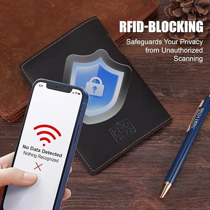 STAR VISTA Phoenix Leather Passport Holder, Cowhide Leather Travel Wallet - RFID Blocking, ID Window, Zipper Pocket, Pen & Notebook Included, AirTag Holder, Dark Chocolate