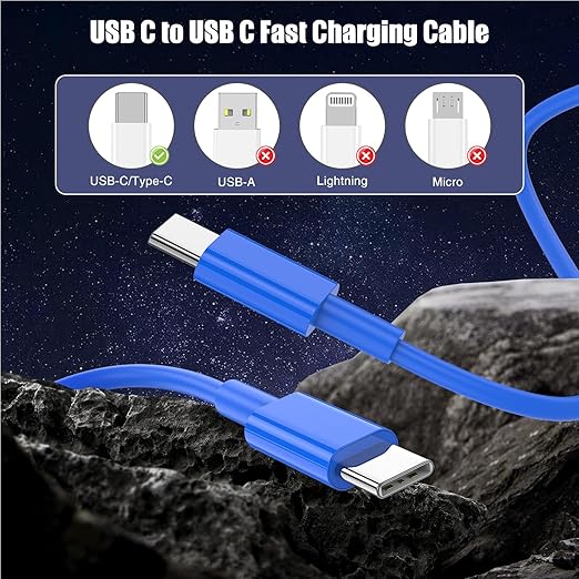 3-Pack Blue [3.3FT+6.6FT+10FT] 60W USB C to USB C Cable, Type C Fast Charging Cable for iPhone Air 17 16e 16 15 Pro Plus Pro Max，for Galaxy S25, for iPad Pro/Air/mini, for MacBook Pro/Air and More