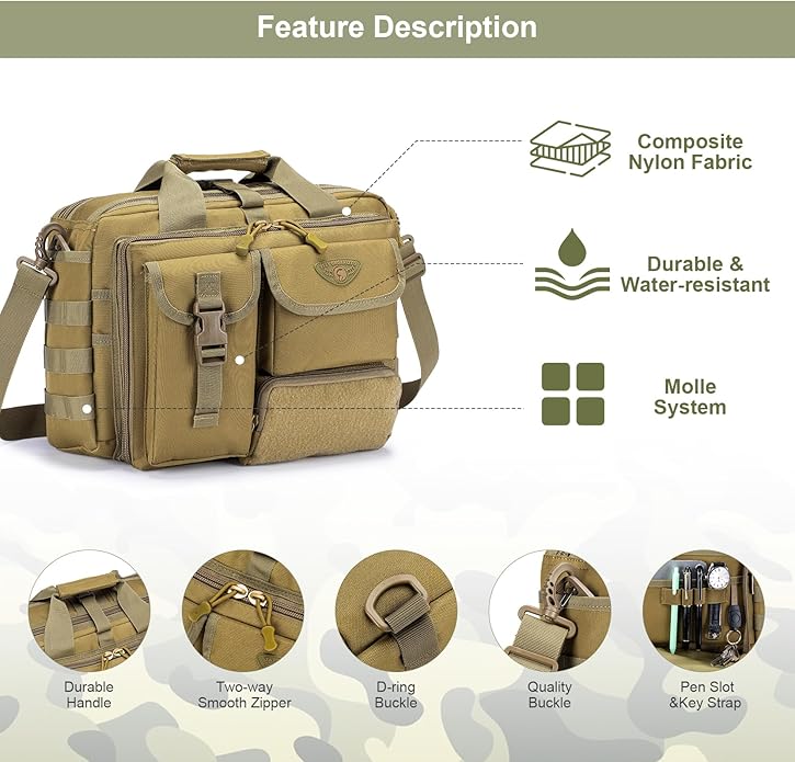 Stypos Tactical Messenger Bag Briefcase for Man Military Laptop Bag 14 Inch/15.6 Inch /17.3 Inch Messenger Shoulder Work Bag