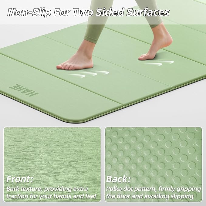 Foldable Yoga Mat, 74"Lx32"Wx1/3"Thick, Folding Exercise Mat, Non-slip Wide Pilates Mats for Home Workout/Travel, Portable Yoga Mat Thick for Yoga/Pilates/Camping/Floor Exercises