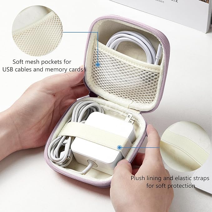 Charger Case for Macbook, Portable Tech Electronic Organizer Bag, Travel Storage Pouch for Laptop Accessories, MacBook Power Adapter, Charging Cords, USB Drives, Power Bank (Purple, M)