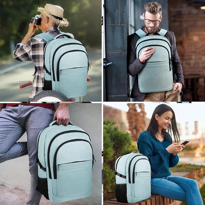 Lapsouno Business Laptop Backpack, Travel Laptop Backpack, Backpack, Anti Theft Sturdy 15.6 Inch TSA Friendly with USB Port, Water Resistant College School Computer Bag Gifts for Men Women, Lake Green