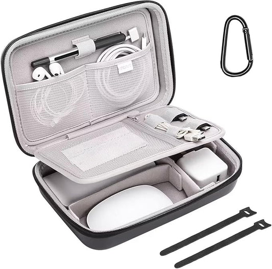 MOSISO Electronic Organizer Travel Case Compatible with MacBook Power Adapter, Compatible with Magic Mouse & Pencil, SD Card, USB Flash Disk with 4 Modular Insert & 2 Cable Tie & Snap Hook, Black
