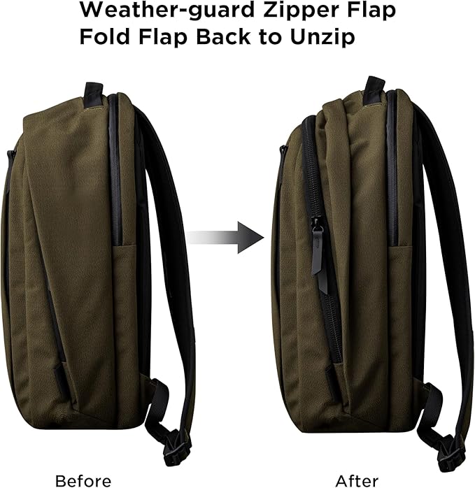 ALPAKA Metro Backpack Pro for Men - Fits 15.6" Laptop Business Travel Backpack with YKK Zippers, MOD Key Leash,Axoflux 600D (Army Green)