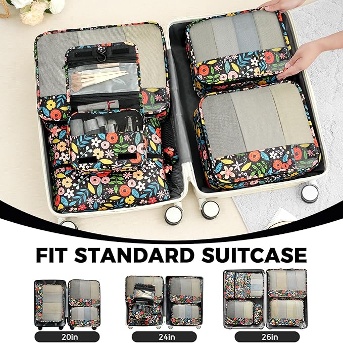 BAGAIL 9 Set Packing Cubes Luggage Packing Organizers for Travel Accessories